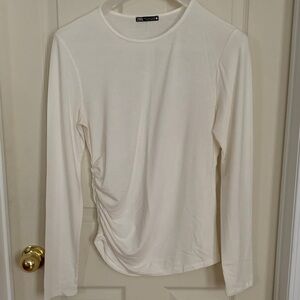 Zara Off-White Long Sleeve Tee
